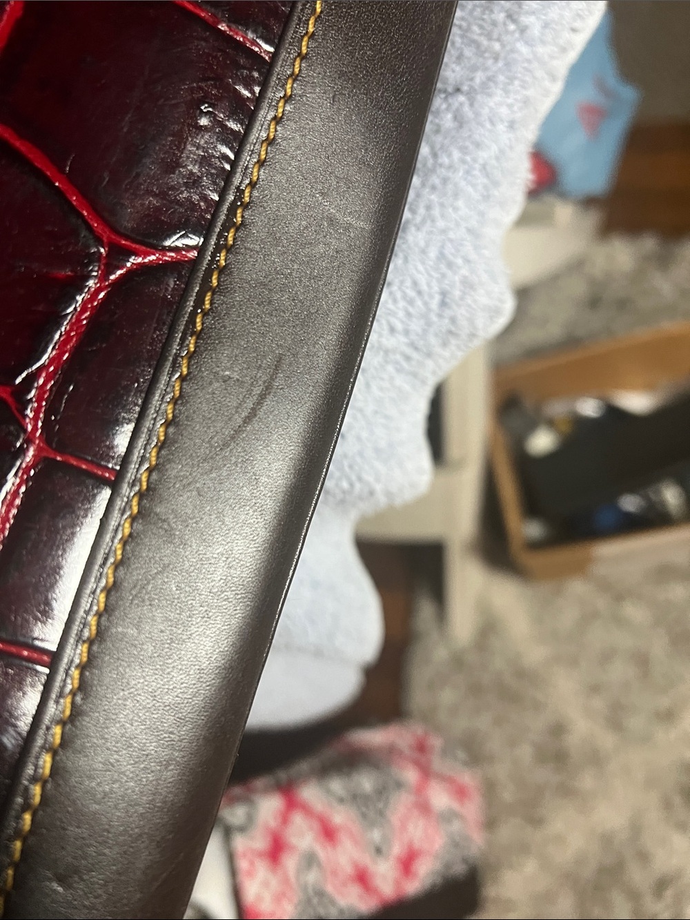 Dooney & Bourke Deep Burgundy Croc-Embossed Leather Satchel - Picture 6 of 8
